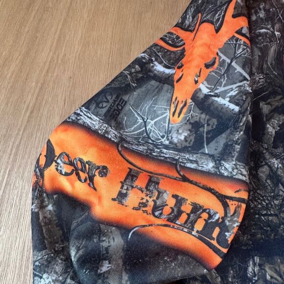 Deer Hunting Camo Orange Hoodie Zip Up Skull Zipper Graphic Hoodie Adult M - Picture 5 of 5